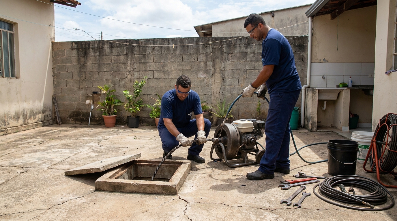 Desentupimento de esgoto residencial em Passo Fundo‑RS