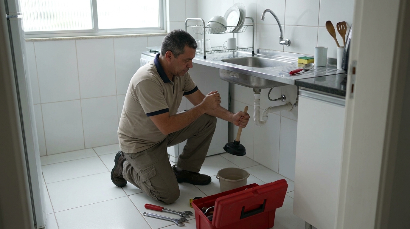 Desentupimento de pia residencial em Passo Fundo‑RS