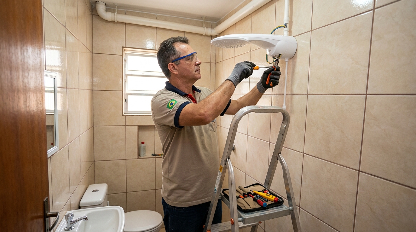 Instalação de chuveiro no banheiro em Passo Fundo‑RS